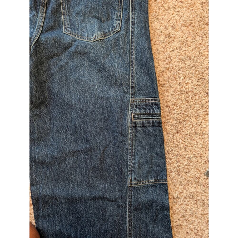 Habitual Women's Wide Leg Cargo Blue Denim Utility Pocket Jeans Size 12/31 - Picture 8 of 12